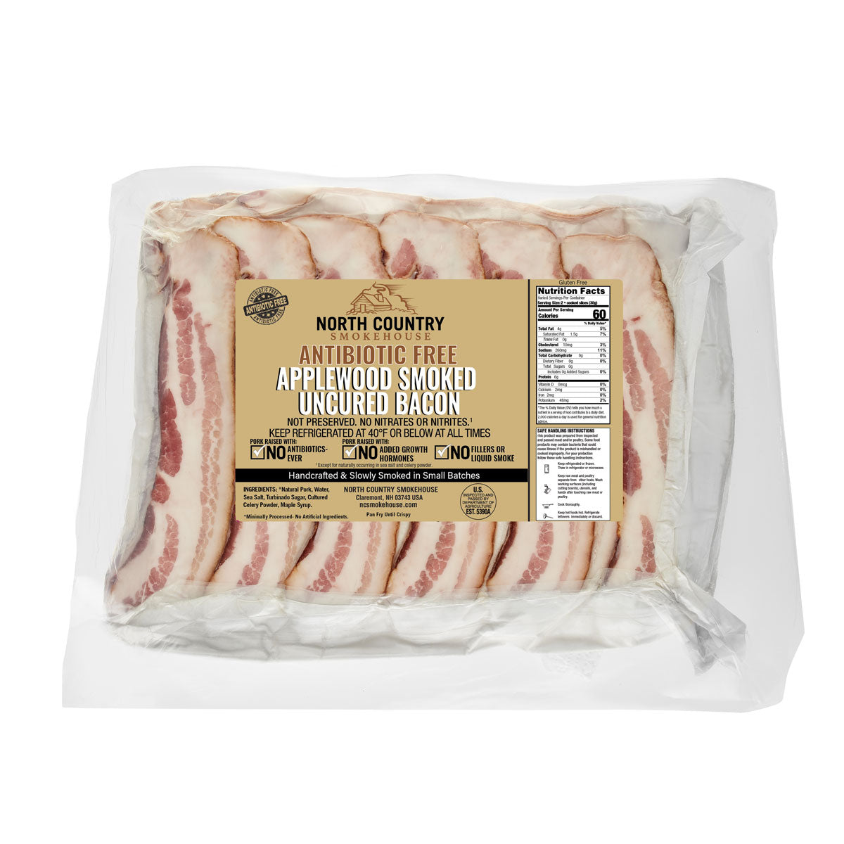 North Country Smokehouse ABF Layout Smoked Applewood Bacon 15-17 Slices