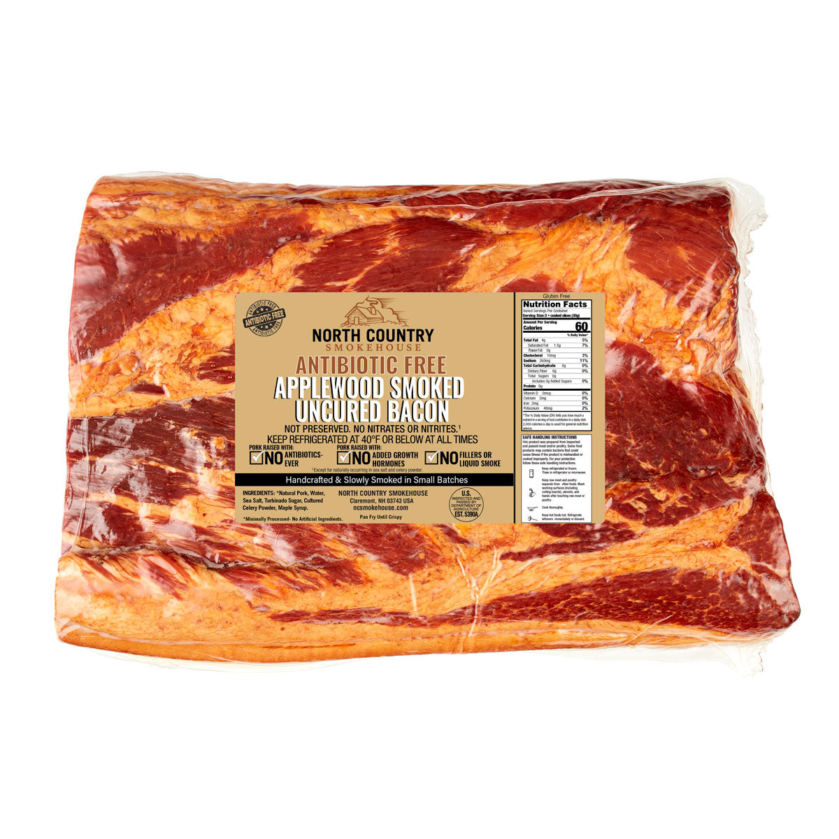 Wholesale North Country Smokehouse ABF Smoked Applewood Bacon Slab-6 LB Bulk