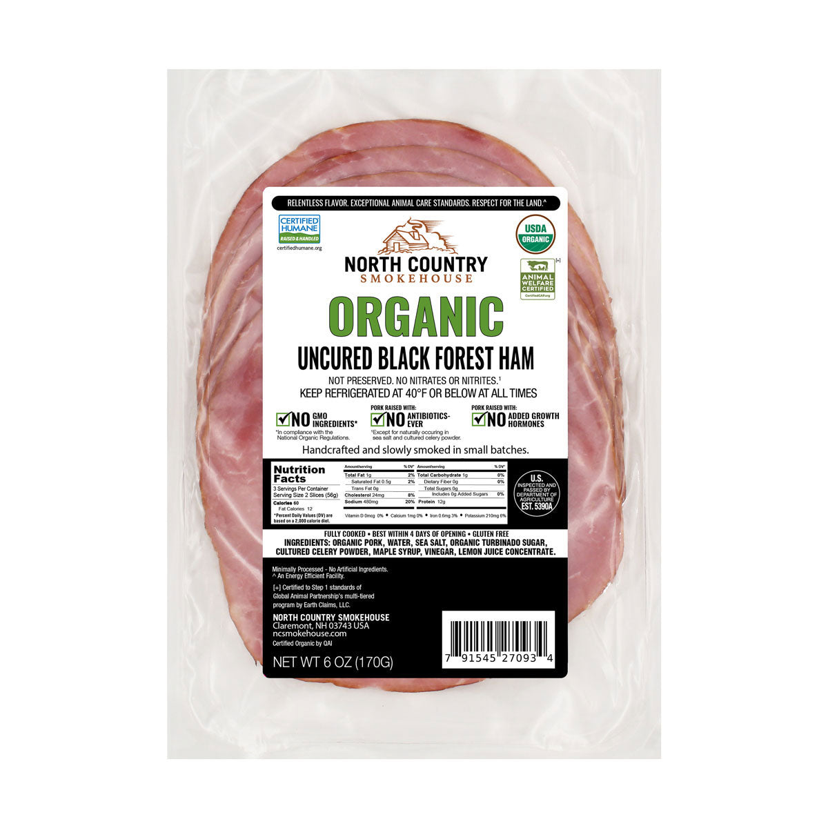 North Country Smokehouse Organic Deli Sliced Black Forest Ham