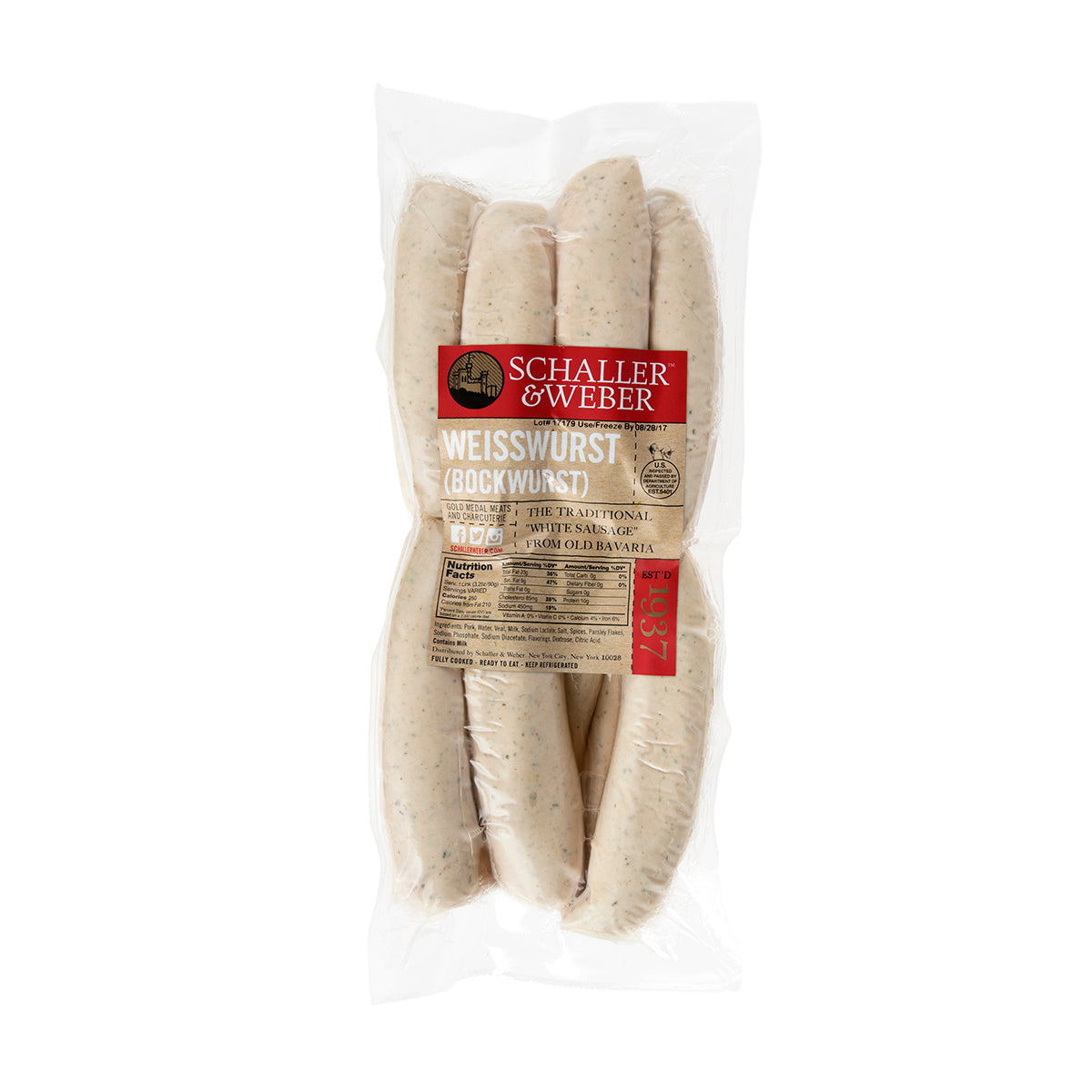 Wholesale Schaller & Weber Bockwurst/Weisswurst Sausages-10 LB 4 PC Bulk