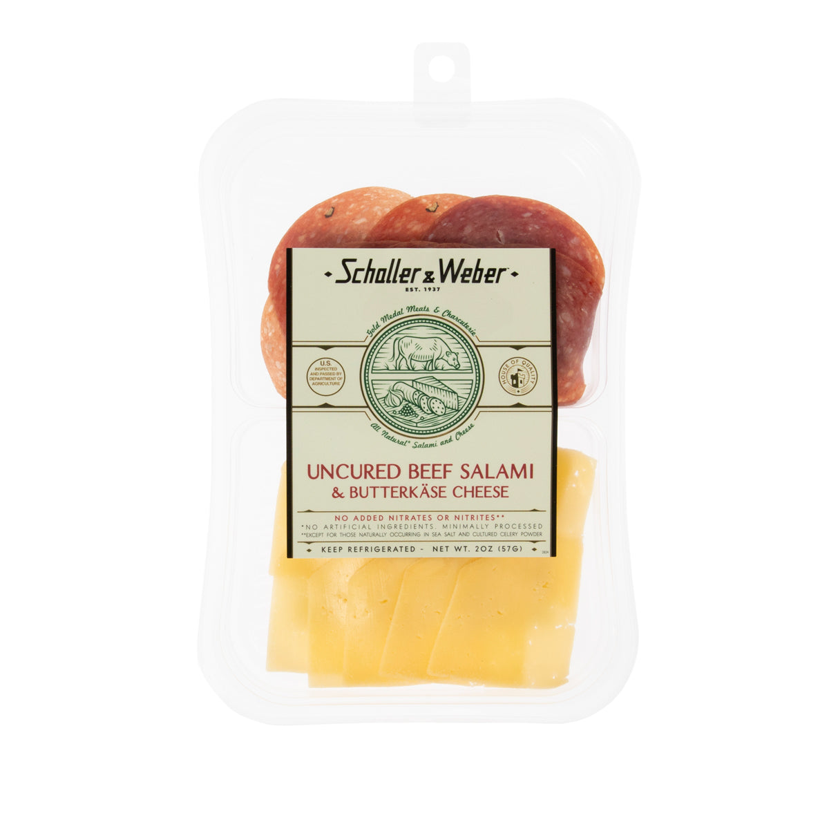 Schaller & Weber Beef Salami w/ Butterkase Cheese Snack Tray 2 OZ