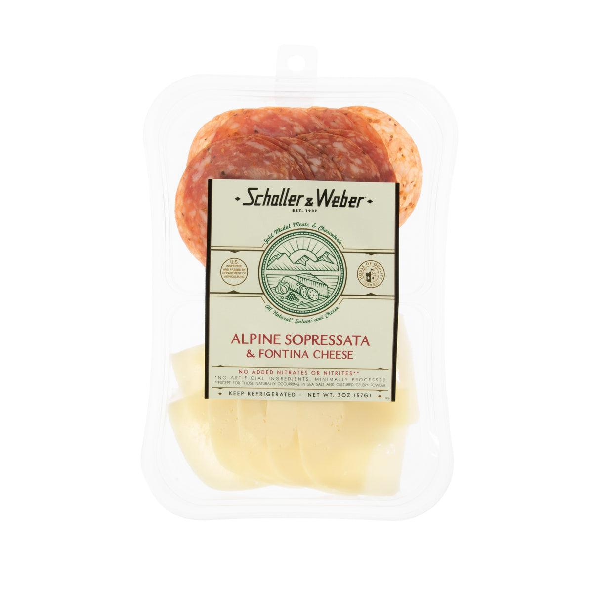 Schaller & Weber Alpine Sopressata w/Fontina Cheese Snack Tray 2 OZ