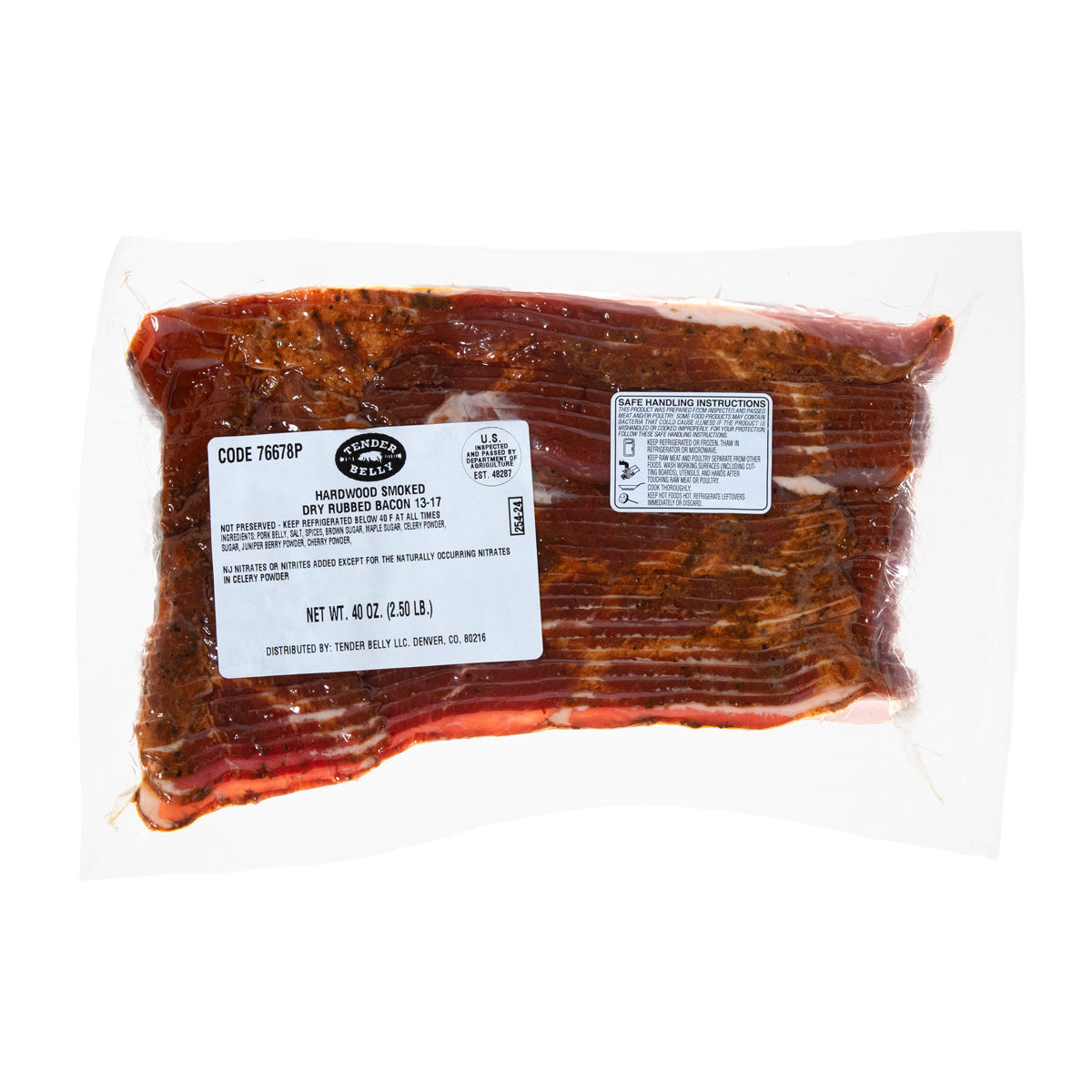 Wholesale Tender Belly Signature Sliced Bacon 13-17-10 LB Bulk