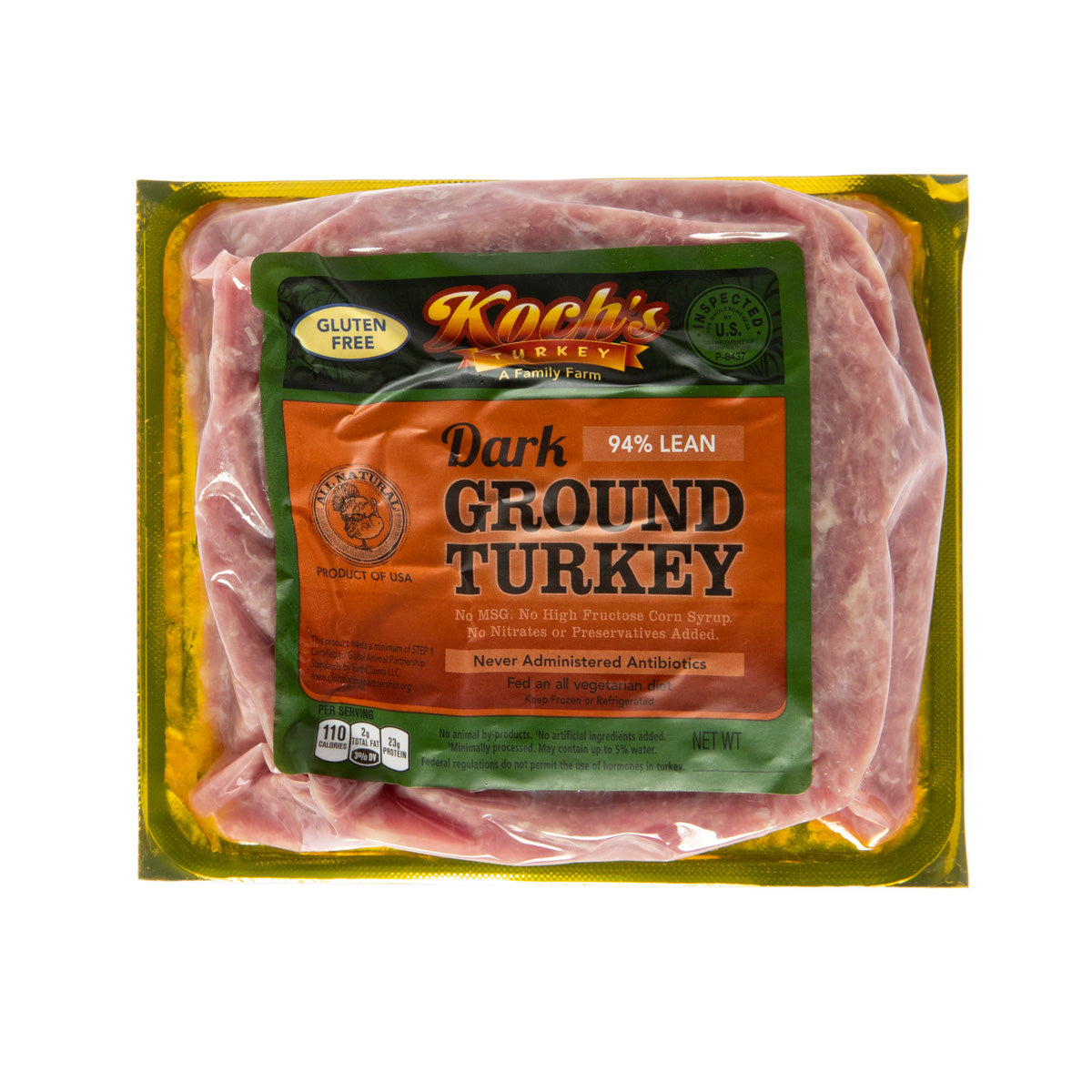 Koch'S Turkey ABF 94% Lean Dark Meat Ground Turkey 1 LB