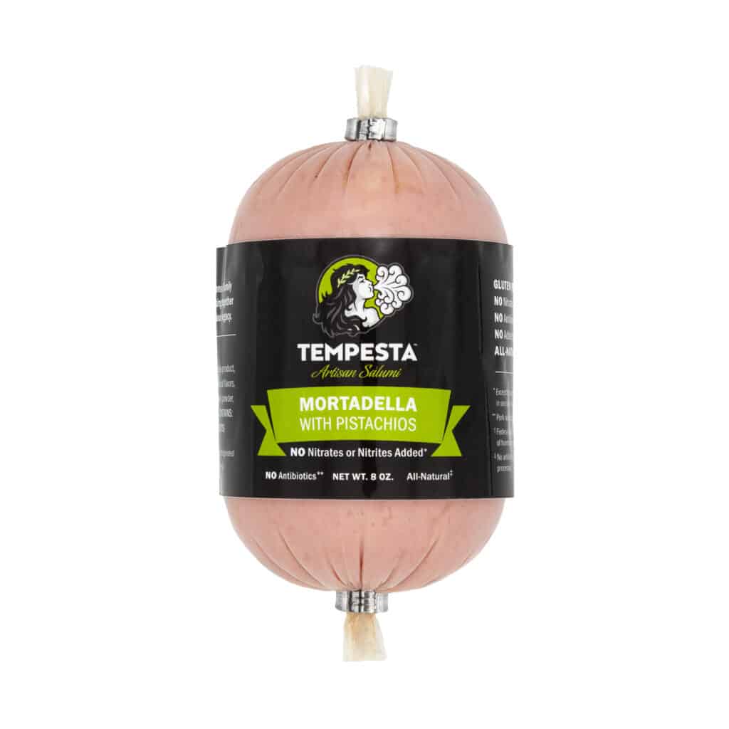 Wholesale Tempesta Artisan Salumi Mini Mortadella with Pistachios, 8 oz, Italian Pork Sausage- Bulk