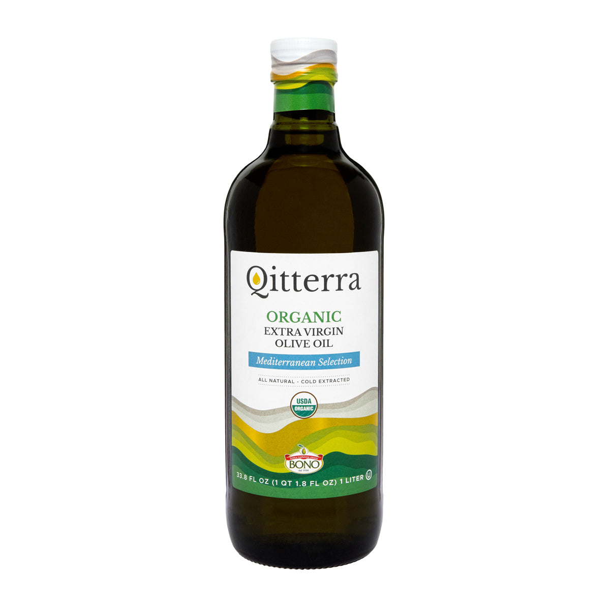 Bono Qitterra Organic Mediterranean Extra Virgin Olive 33.8 Oz Bottle