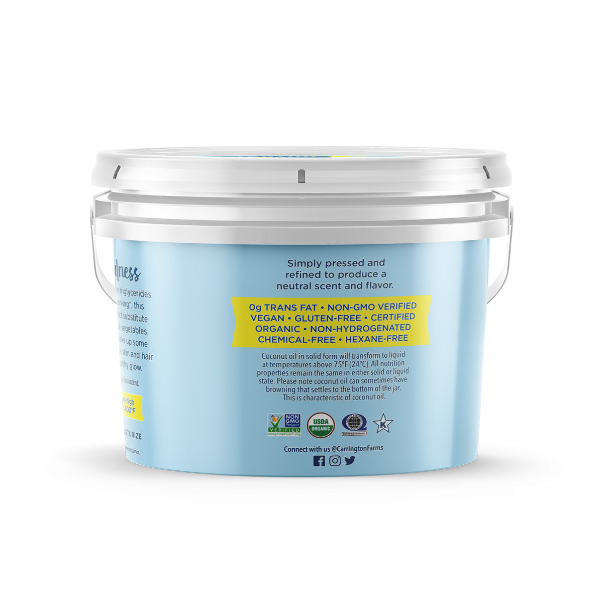 Wholesale Carrington Farms Organic Refined Coconut Oil- Bulk