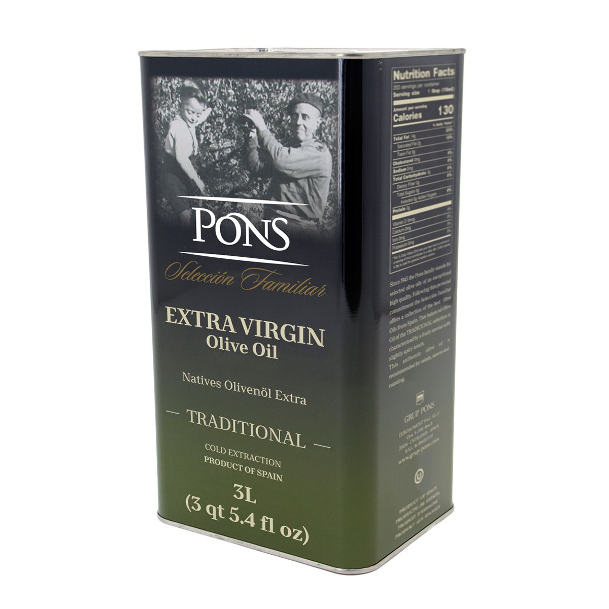 Wholesale Pons Traditional Extra Virgin Olive Oil 3L Tin-1 Ct Case Bulk