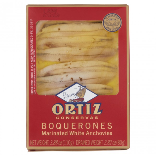 Ortiz Conservas Boquerones Marinated White Anchovies 110g 12ct