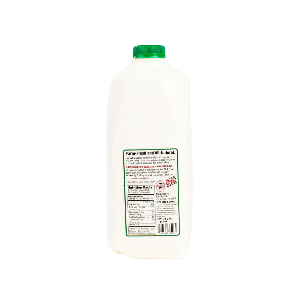 Wholesale Ronnybrook Dairy Half & Half-1/2 GAL Bulk