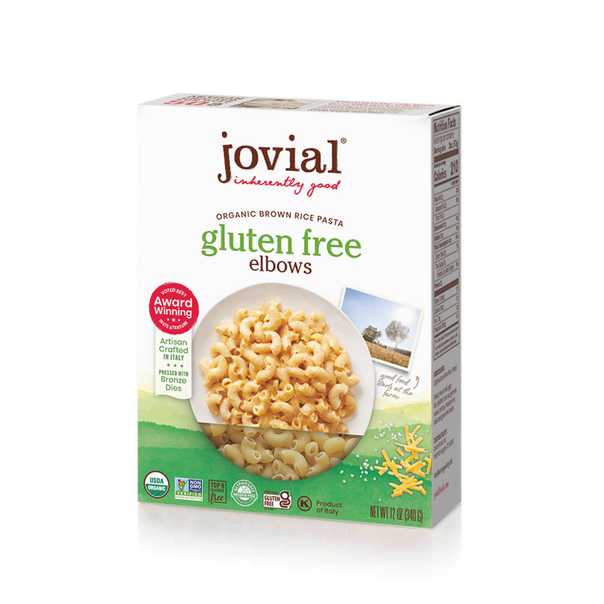 Jovial Gluten Free Organic Brown Rice Pasta Elbows 12 OZ