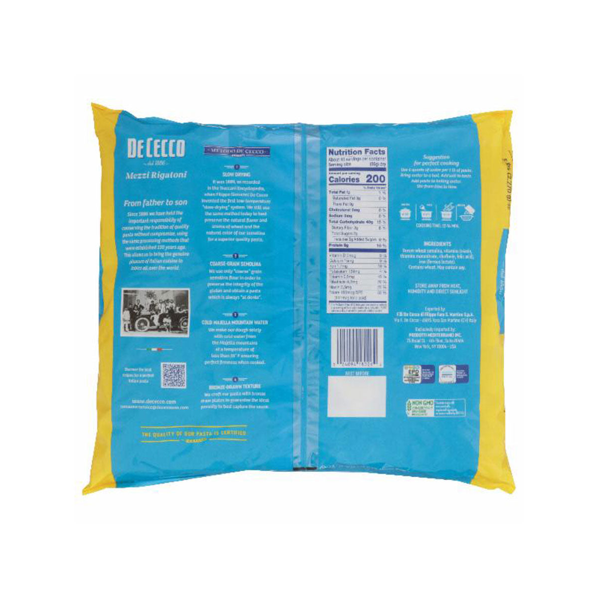 Wholesale De Cecco Mezzi Rigatoni Pasta 5 LB- Bulk