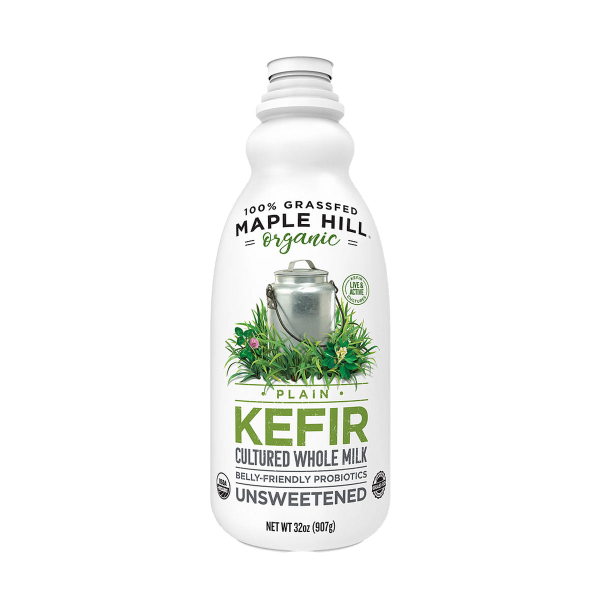 Maple Hill 100% Grass-Fed Organic Plain Kefir 32 oz Bottle