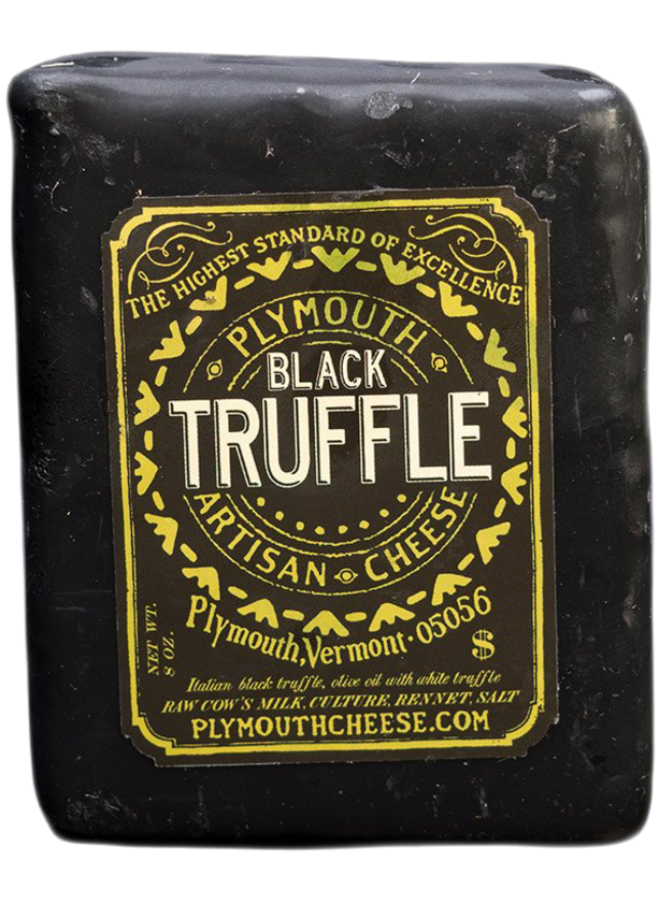 Wholesale Plymouth Black Truffle Cheddar cheese Black Wax 8 oz-12ct Case Bulk