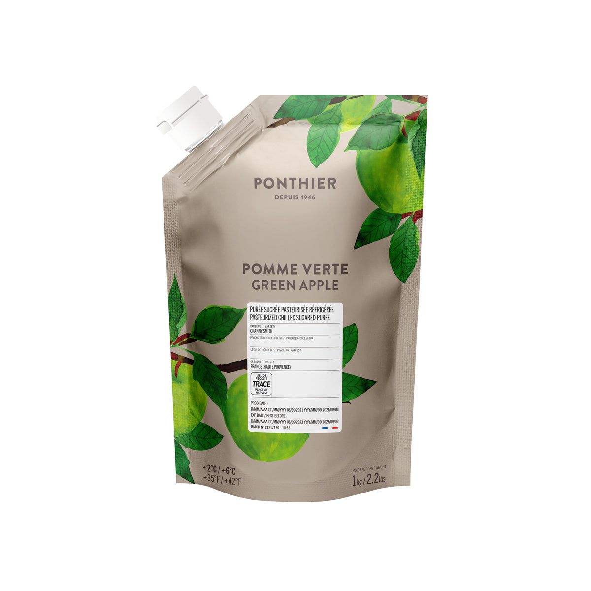 Ponthier Chilled Green Apple Puree 1 KG