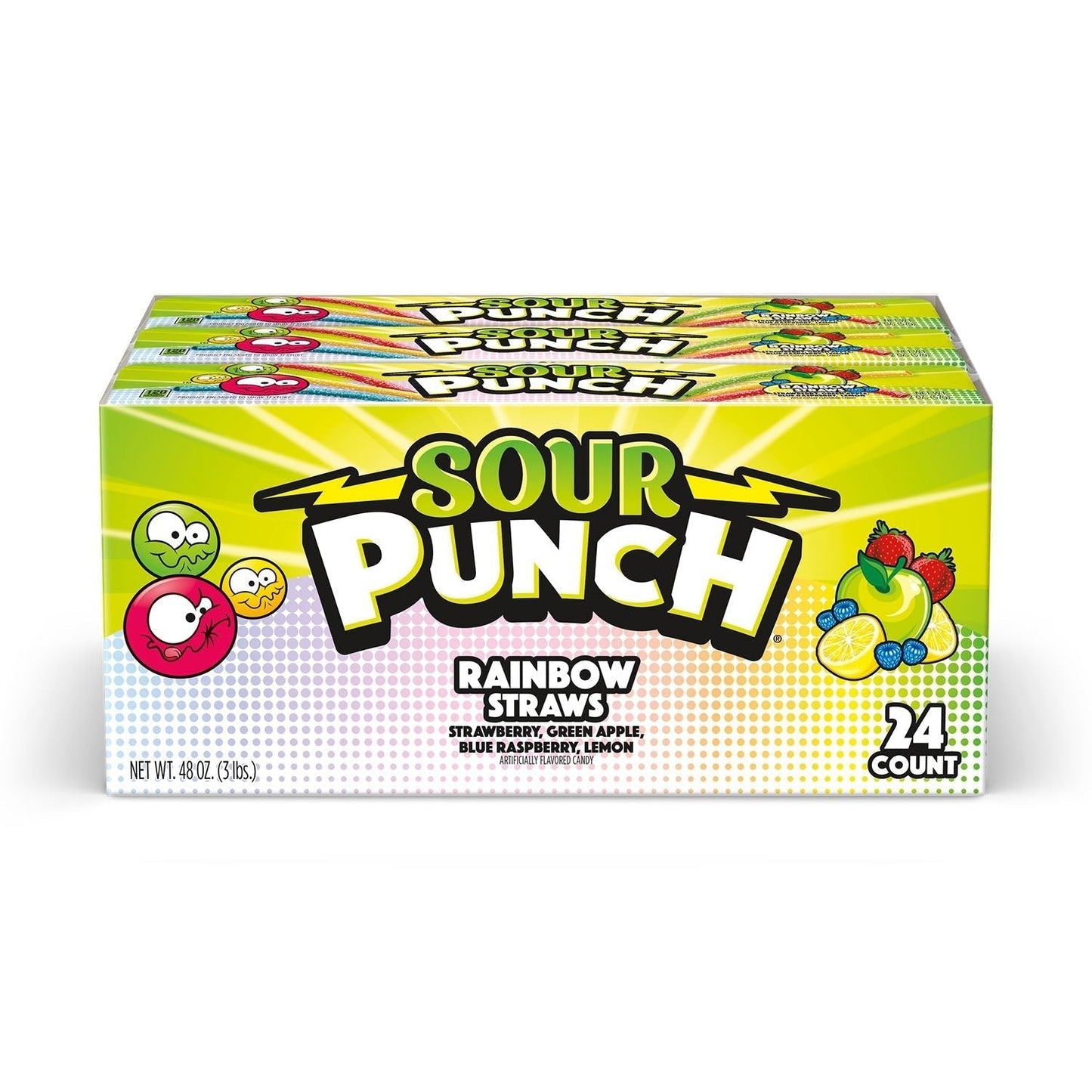 Wholesale Sour Punch Rainbow Straws 24 Pack 2oz Bags- Bulk