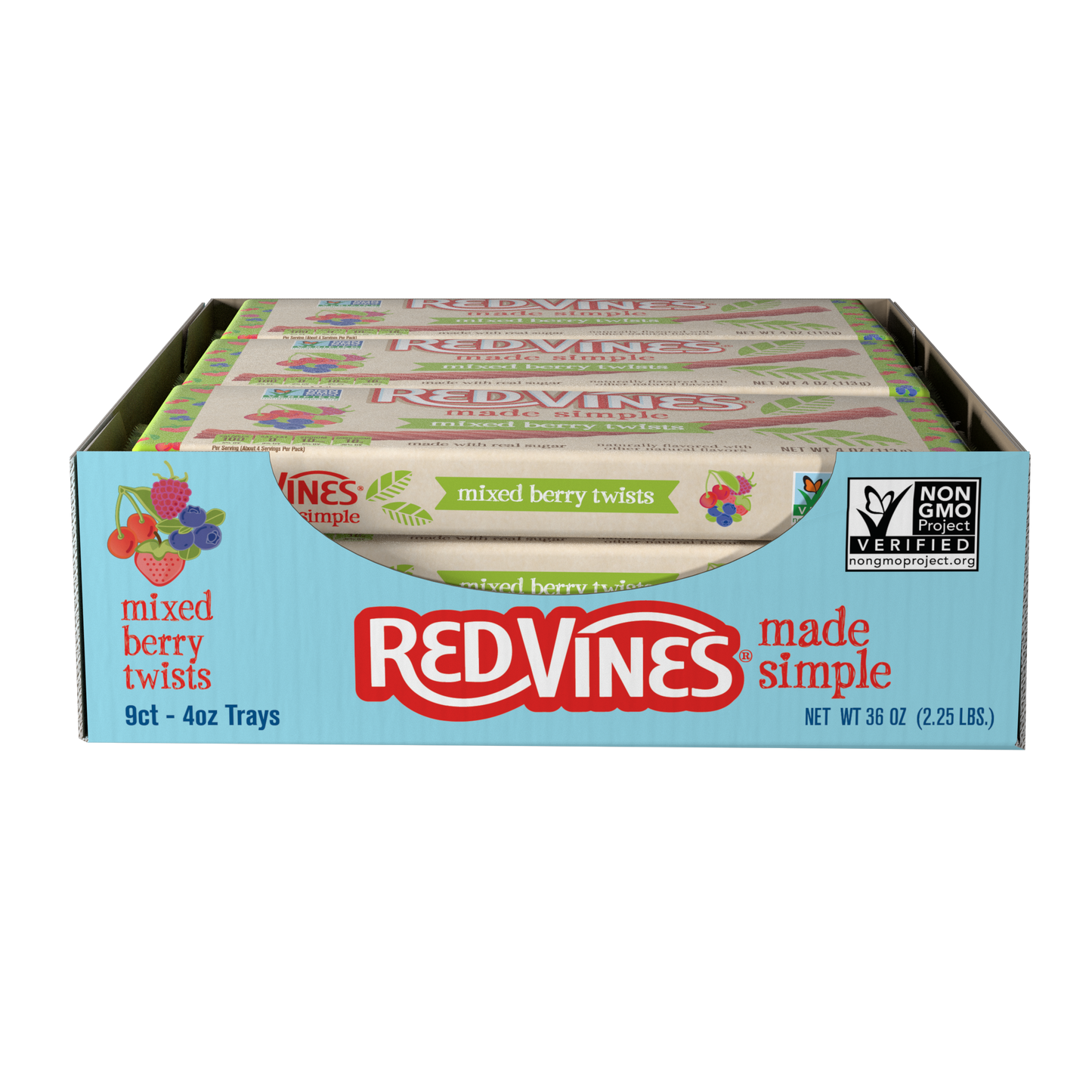 Wholesale Red Vines Made Simple Berry Licorice Twists 4oz Trays- Bulk