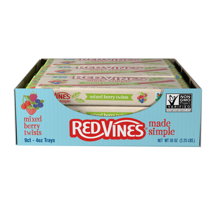 Wholesale Red Vines Made Simple Berry Licorice Twists 4oz Trays- Bulk