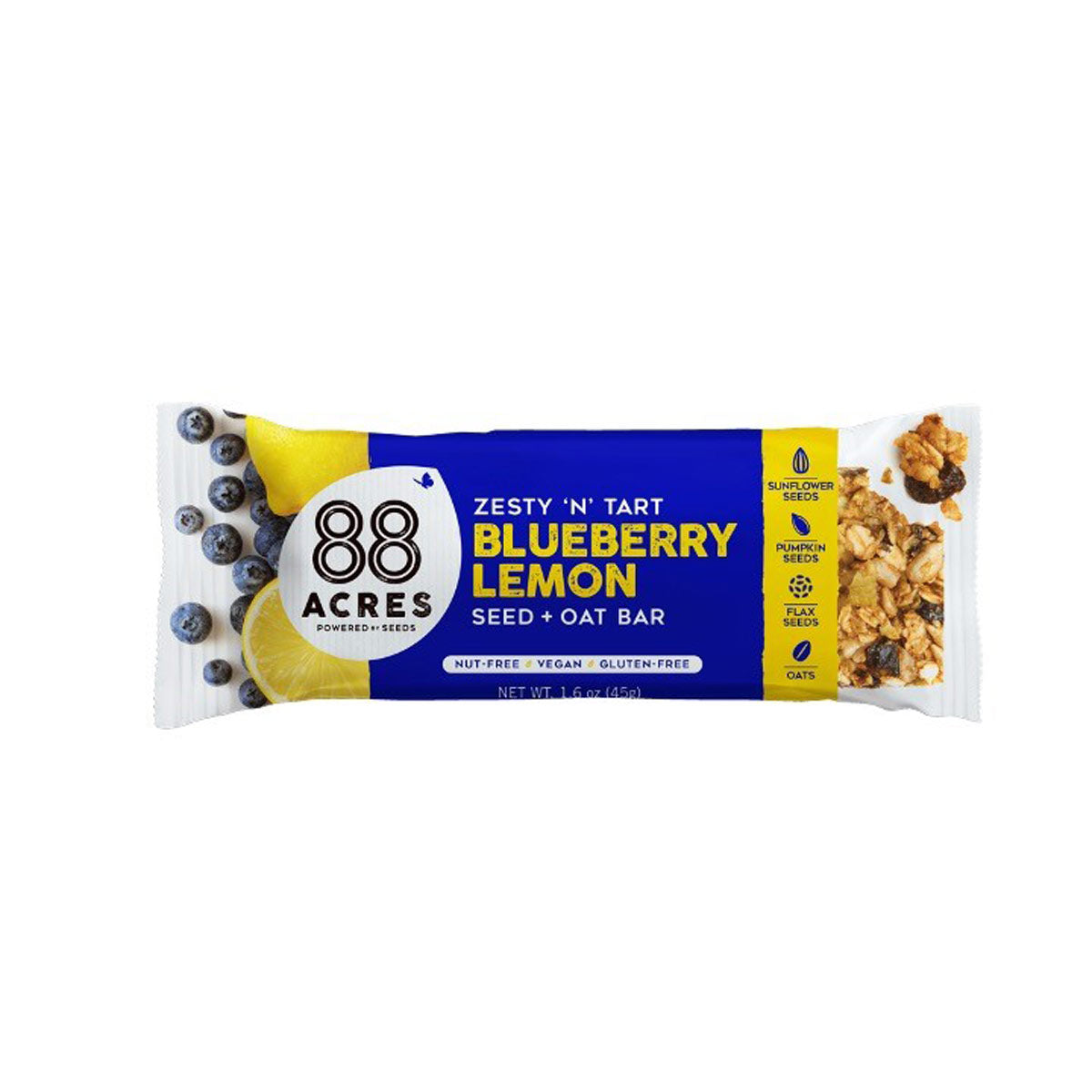 Wholesale 88 Acres Blueberry Lemon Seed & Oat 1.6 Oz Bar- Bulk