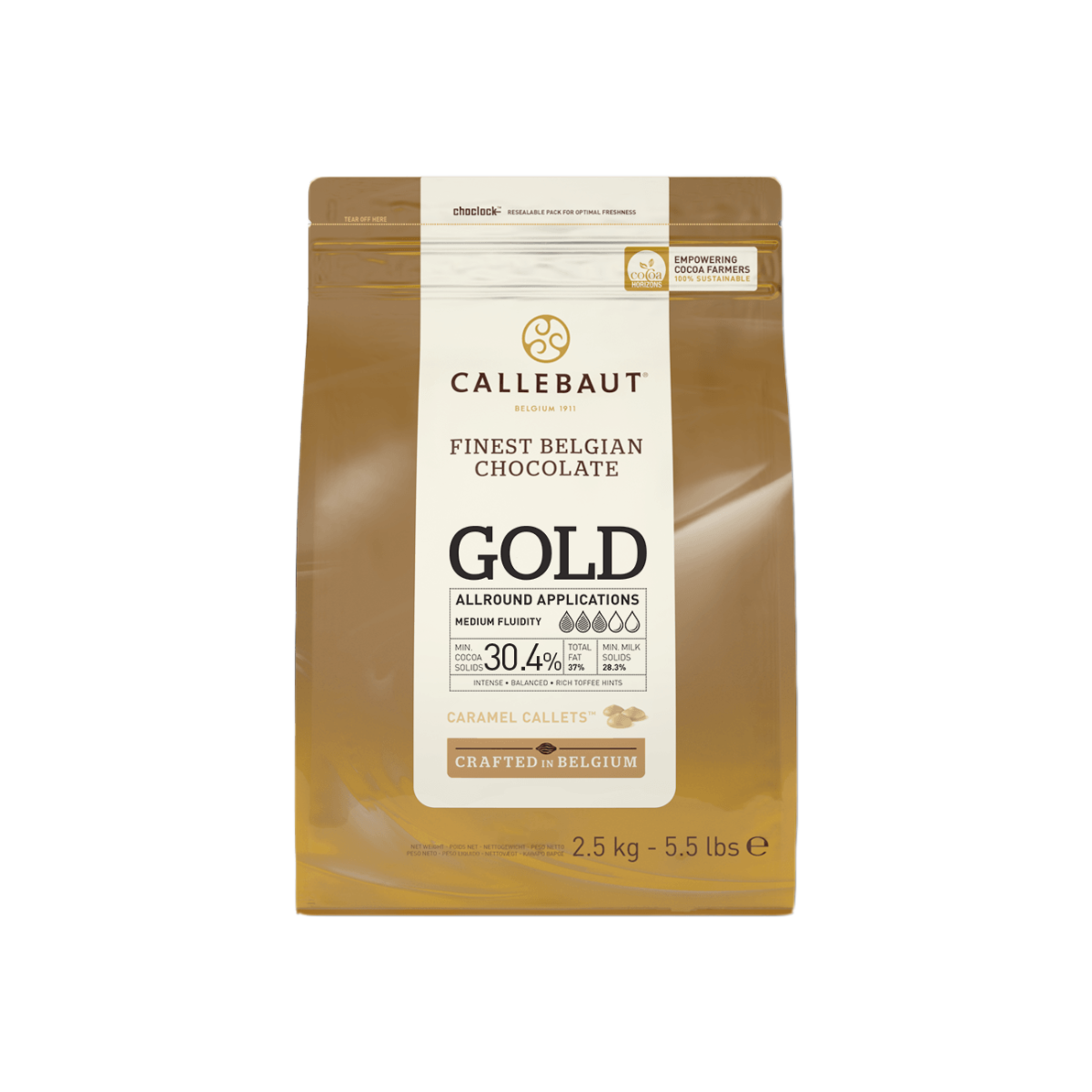 Wholesale Callebaut Finest Belgian Gold Chocolate With Cacao And Milk 5.5lb 1ct-1 CT Bulk