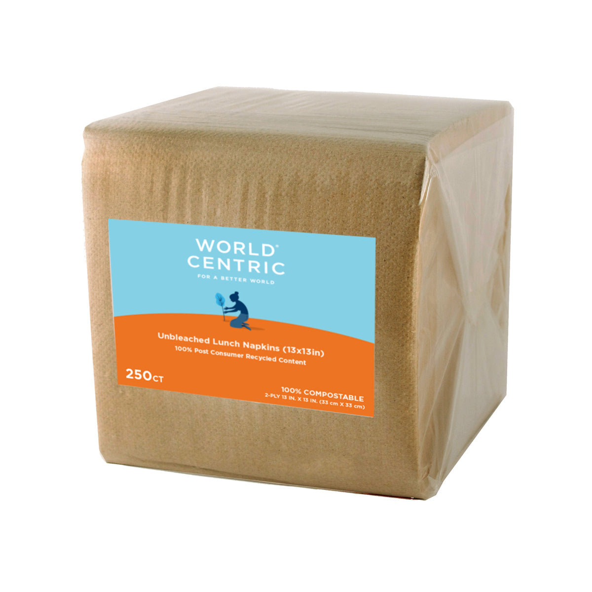 Wholesale World Centric Compostable Recycled Unbleached Napkins- Bulk
