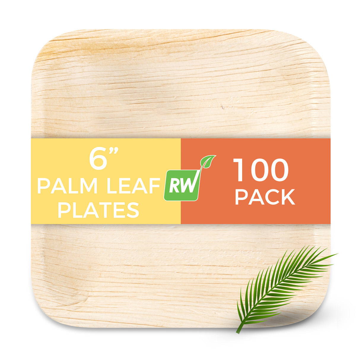 Restaurantware Indo Square Natural Palm Leaf Plate 8in x 8in x 0.5in 25 CT