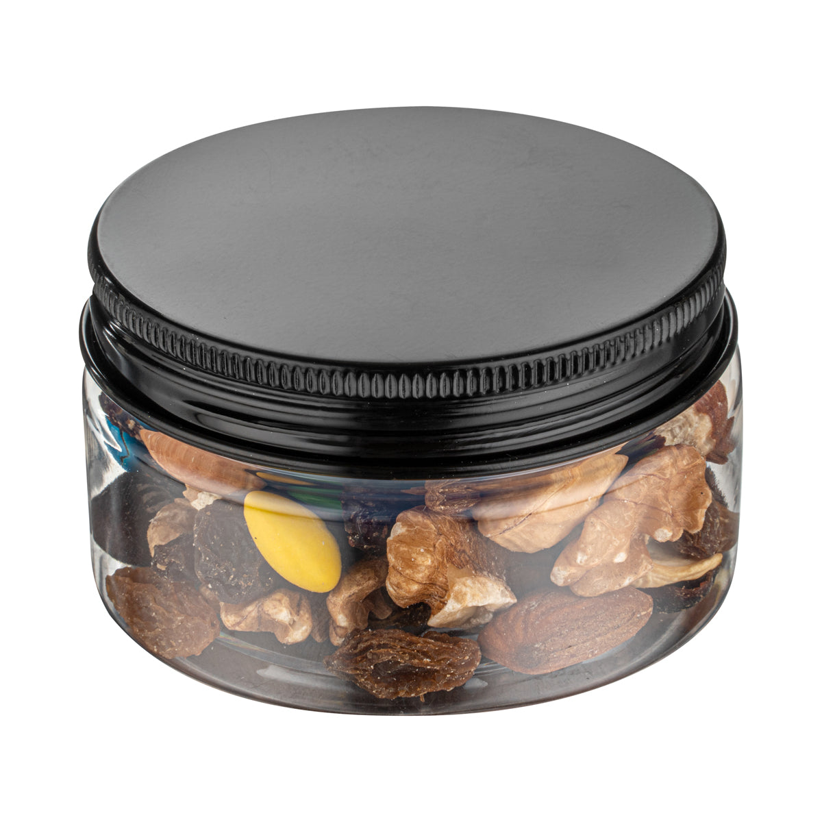 Wholesale Restaurantware 4 oz Round Clear Plastic Jar with Black Aluminum Lid 10 CT-10ct Case Bulk