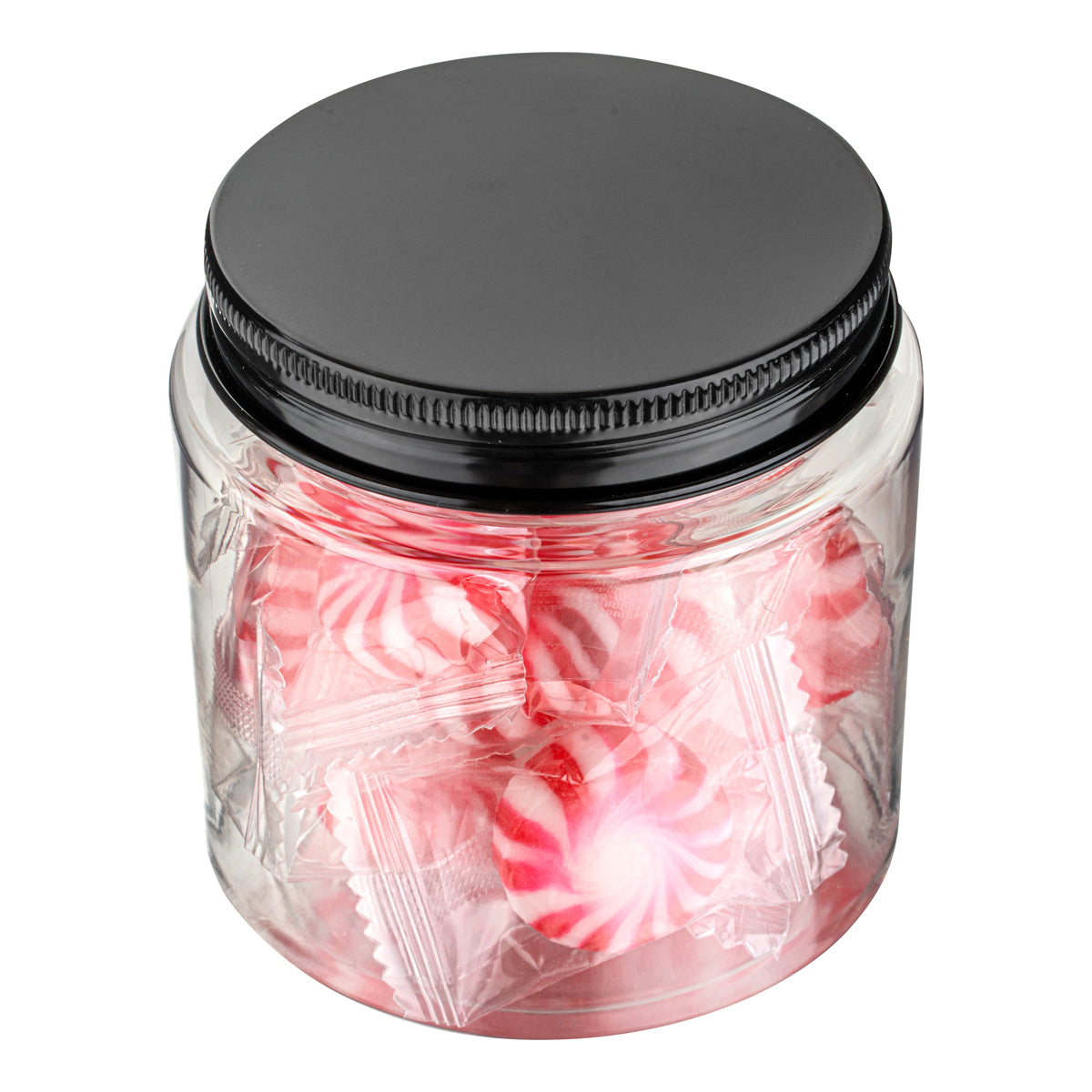 Wholesale Restaurantware 8 oz Round Clear Plastic Jar with Black Aluminum Lid 10 CT-10ct Case Bulk