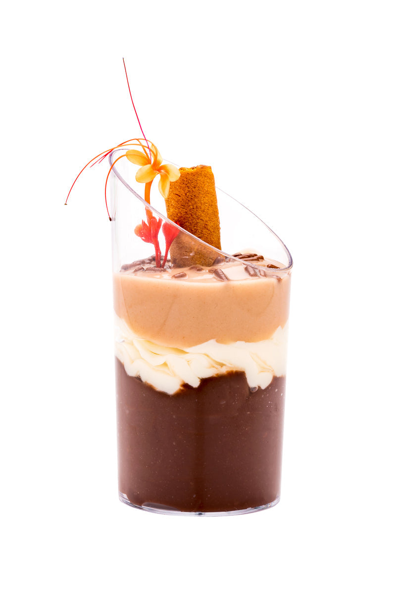 Wholesale Restaurantware 3 oz Round Clear Plastic Incline Shot Glass-100 CT Bulk