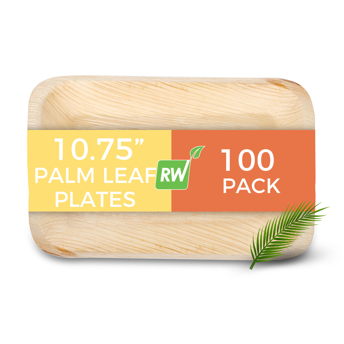 Restaurantware Rectangle Natural Palm Leaf Plate 25 CT