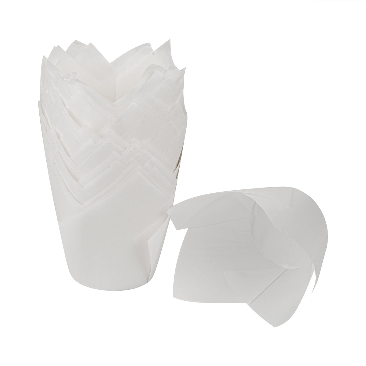 Restaurantware 3.5 oz Round White Paper Tulip Baking Cup 50 CT