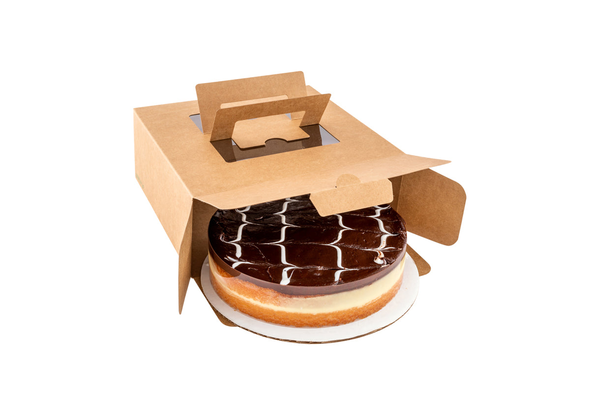 Restaurantware Square Kraft Paper Box - with Pop-Up Handle, Window