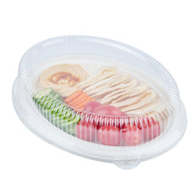 Restaurantware Oval Clear Plastic Ripple Dome Lid - Fits Sugarcane Plate