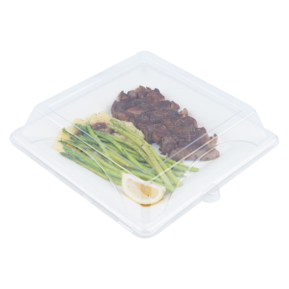 Wholesale Restaurantware Square Clear Plastic Dome Lid - Fits Sugarcane Large Plate- Bulk