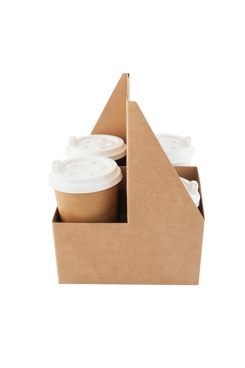 Restaurantware Kraft Paper Altalena Drink Carrier - Fits 4 Cups