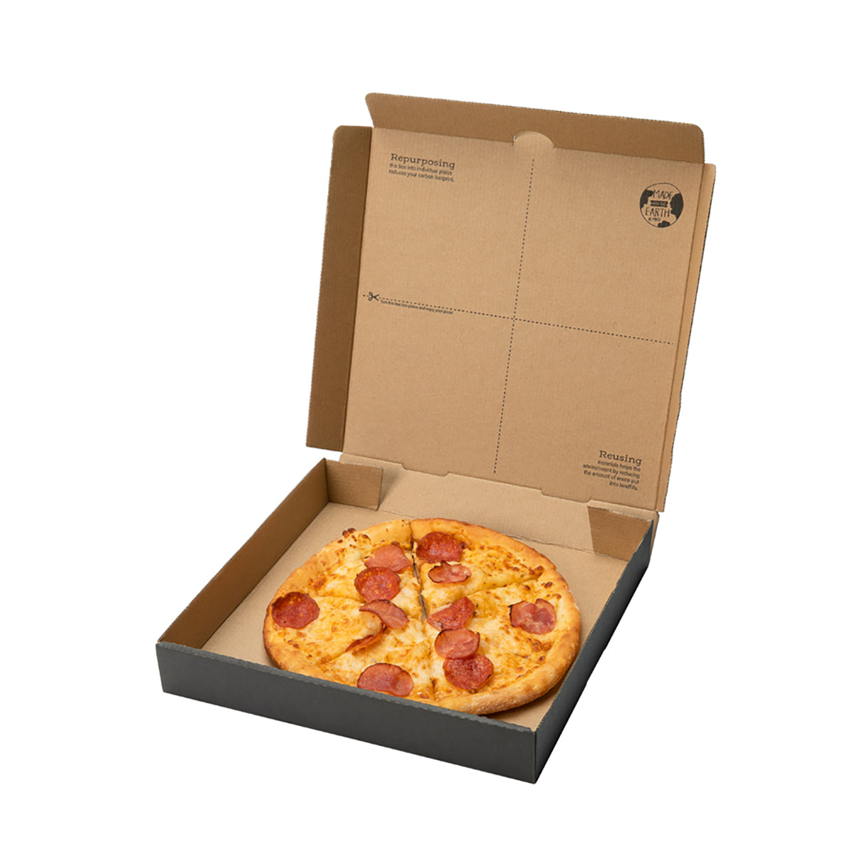 Restaurantware Kraft and Black Paper Corrugated Pizza Box