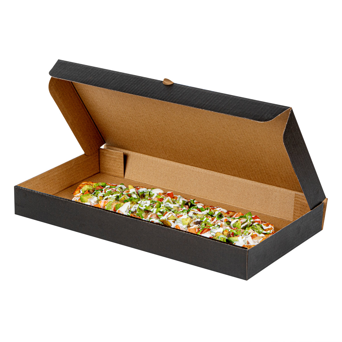 Restaurantware Kraft & Black Paper Corrugated Flatbread Box