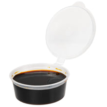 Wholesale Restaurantware 2 oz Clear Plastic Portion Cup with Hinged Lid 100 CT- Bulk