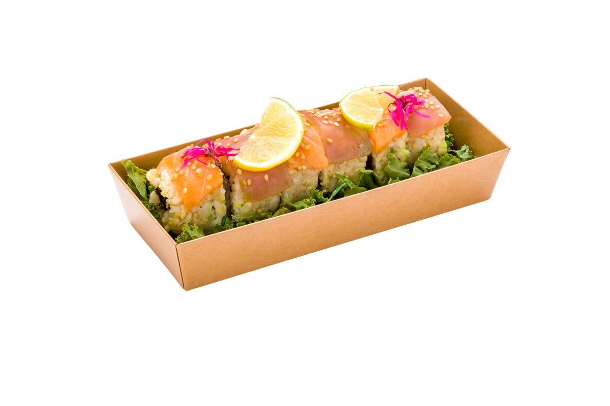 Wholesale Restaurantware Rectangle Kraft Paper Large Sushi Container 50 CT-2ct Case Bulk