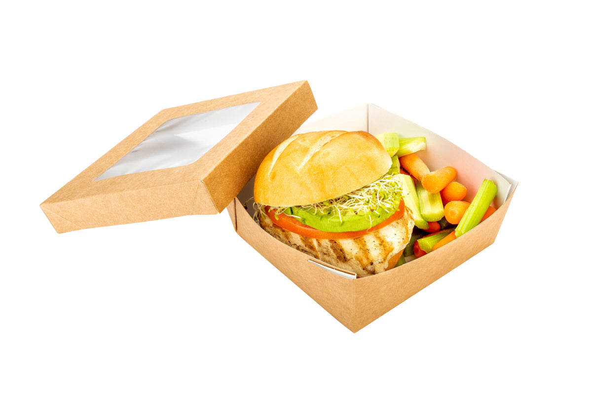 Restaurantware 27 oz Square Kraft Paper Medium Take Out Container 25 CT