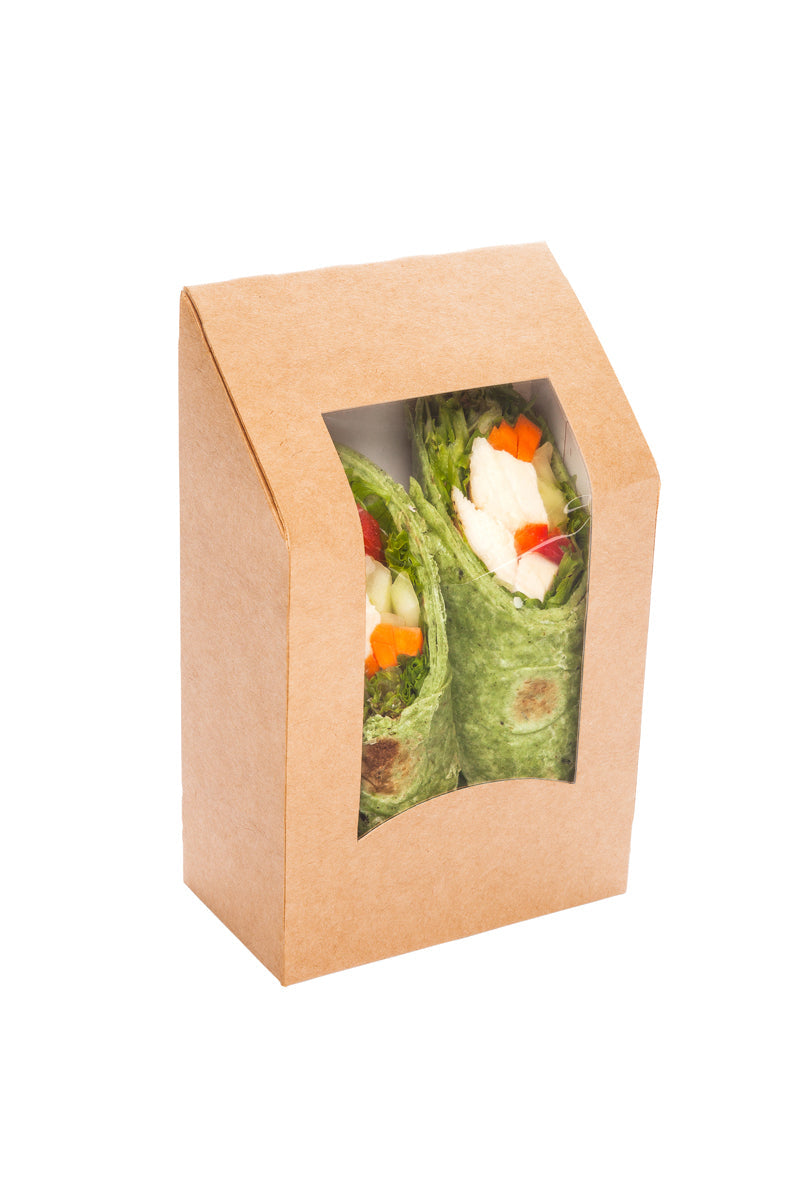 Wholesale Restaurantware Rectangle Kraft Paper Take Out Container - Angle Cut 50 CT-4ct Case Bulk