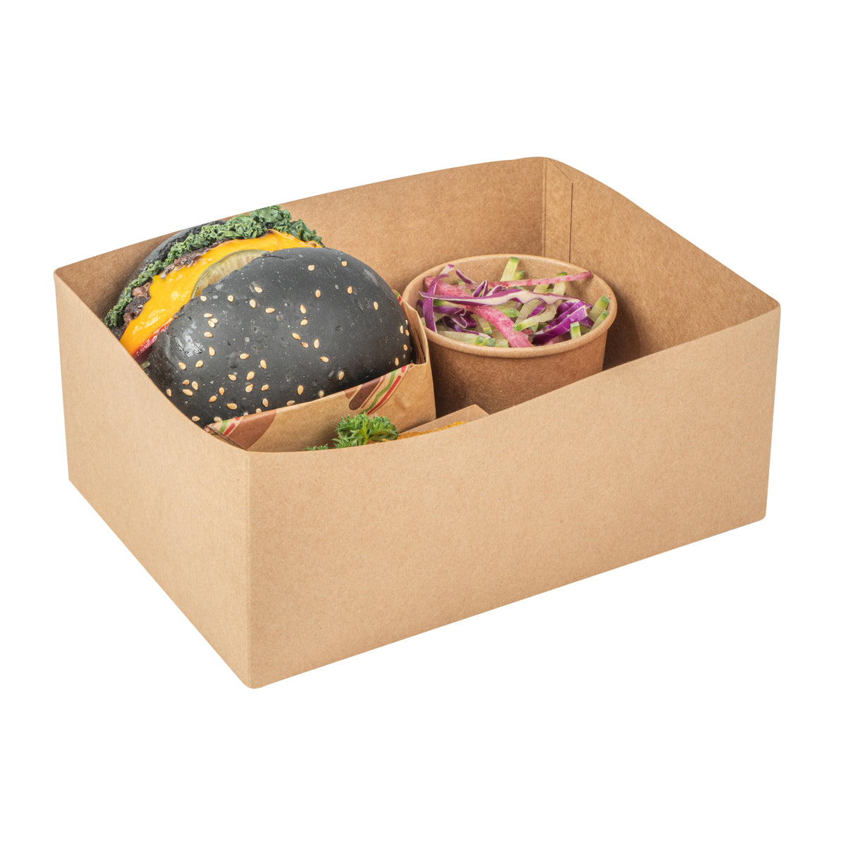 Wholesale Restaurantware Rectangle Kraft Paper Sandwich Open Tray- Bulk