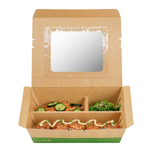 Wholesale Restaurantware 51 oz Kraft & Green Paper Bento Box - 3-Compartment-100 CT Bulk