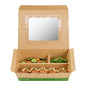 Wholesale Restaurantware 51 oz Kraft & Green Paper Bento Box - 3-Compartment-100 CT Bulk