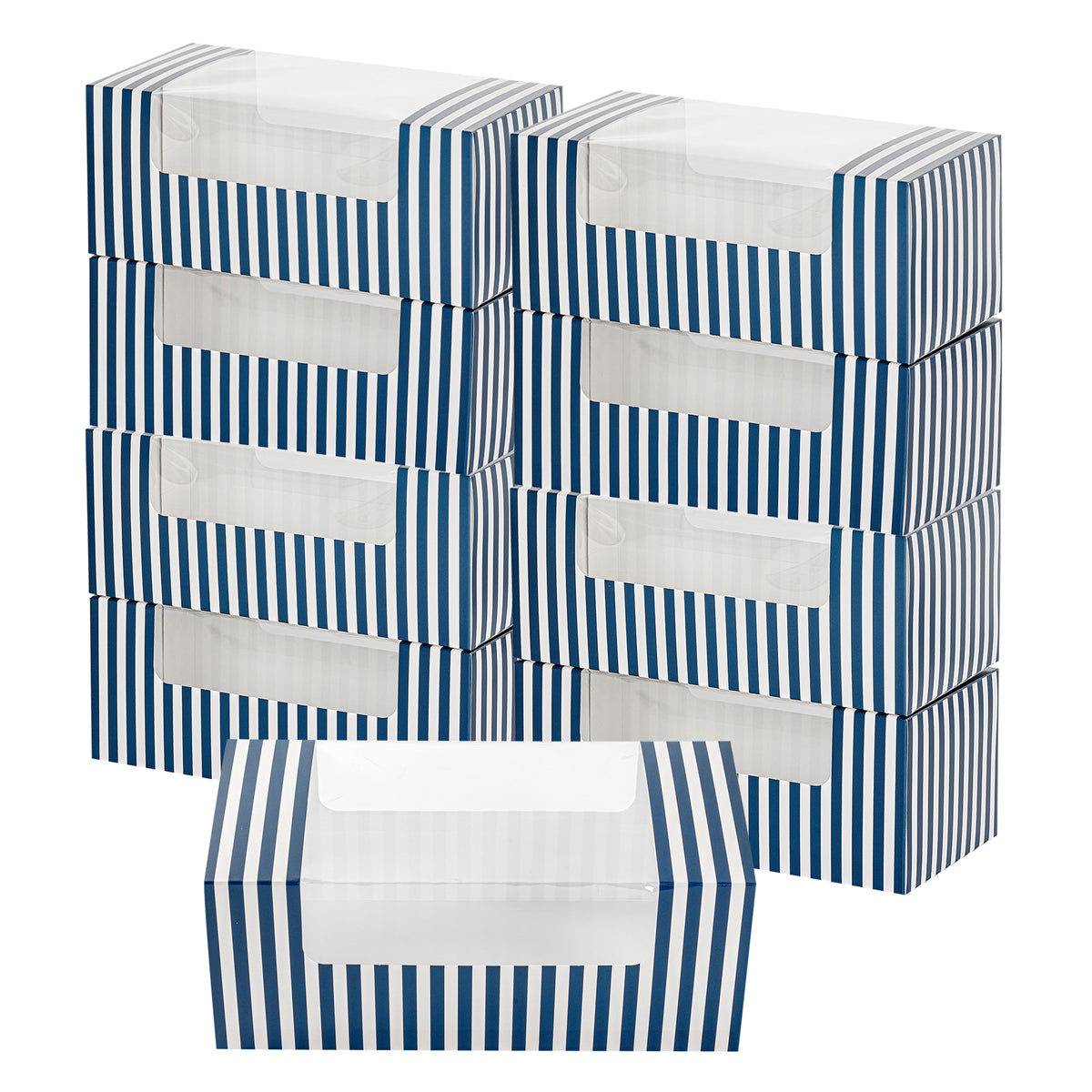 Restaurantware Blue & White Stripe Paper Box