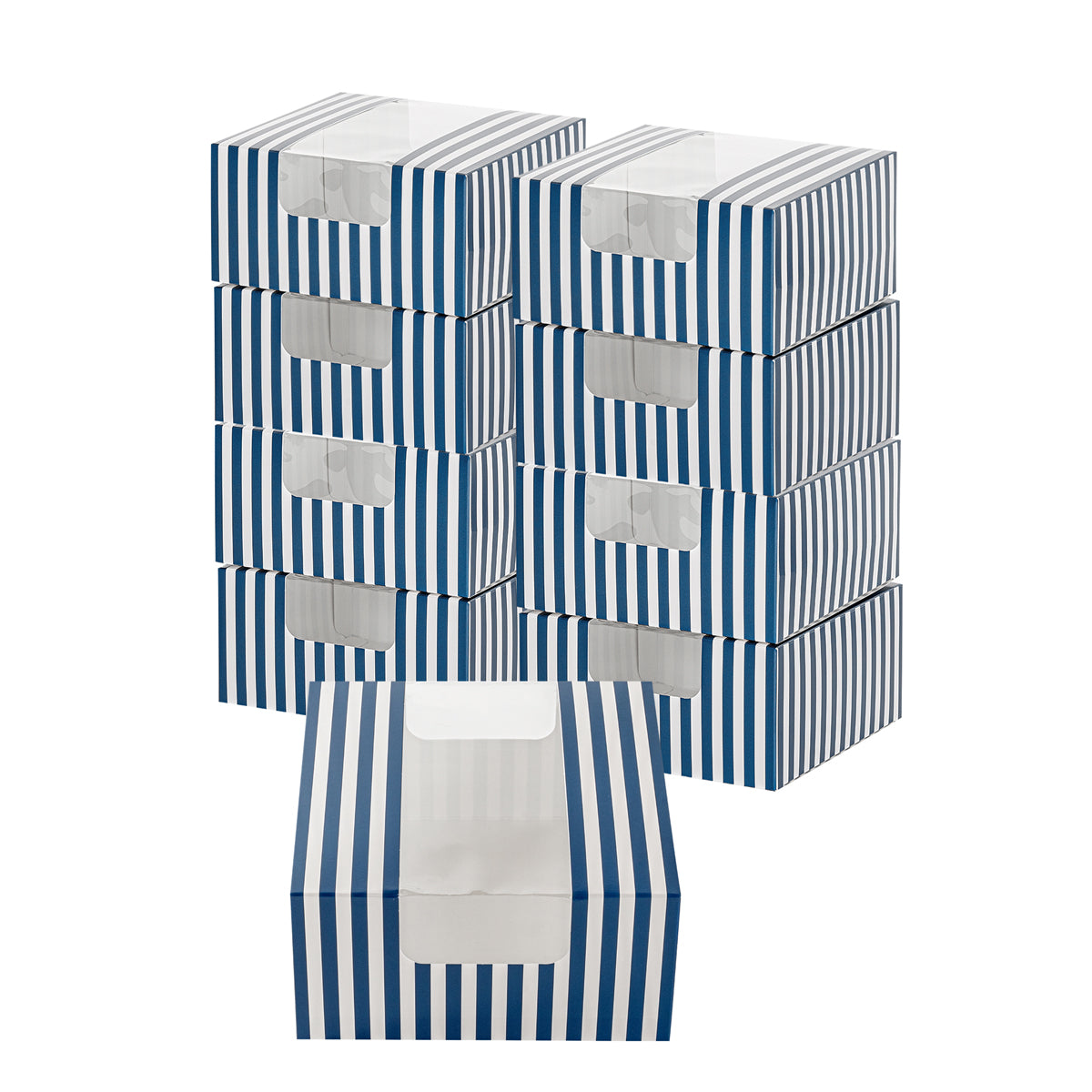 Restaurantware Blue and White Stripe Paper Box