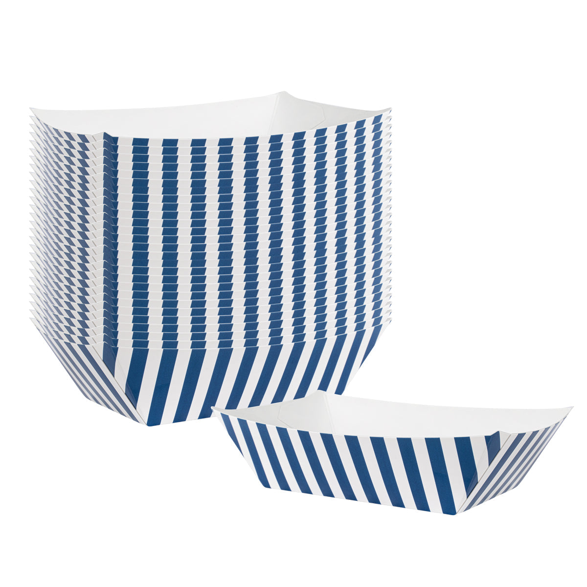Restaurantware 1/2 lb Blue & White Stripe Paper #50 Boat 50 CT