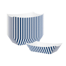 Wholesale Restaurantware 1 lb Blue & White Stripe Paper #100 Boat 50 CT- Bulk