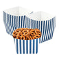Restaurantware Square Blue & White Stripe Paper Snack Box