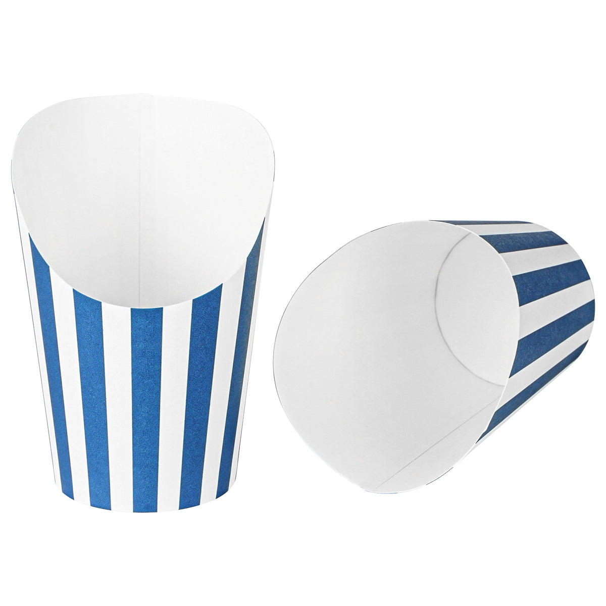 Restaurantware 12 oz Round Blue & White Stripe Paper Incline Cup